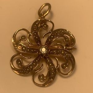 14k gold vintage Diamond brooch